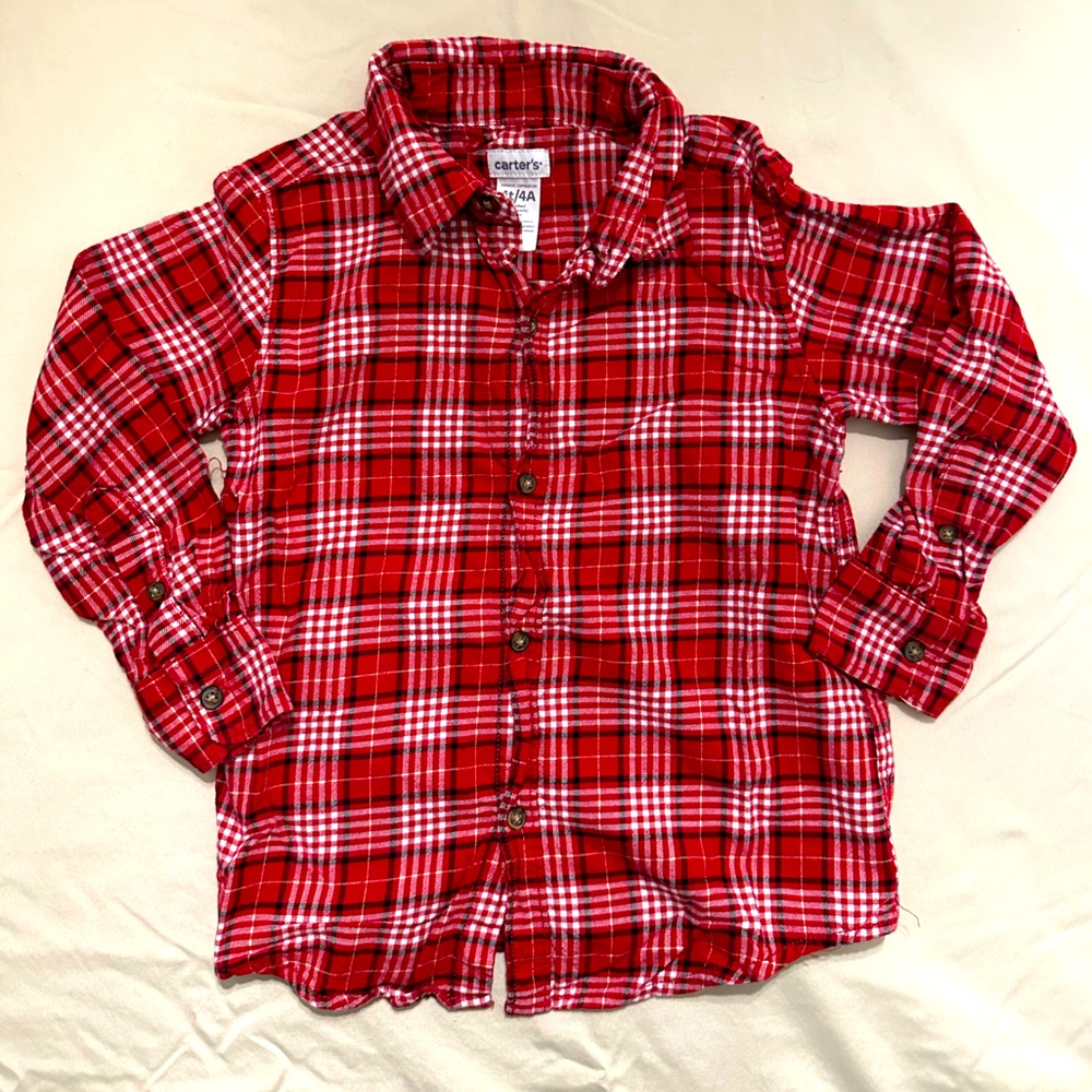 Carter’s Red Plaid Button Down Long Sleeve Shirt